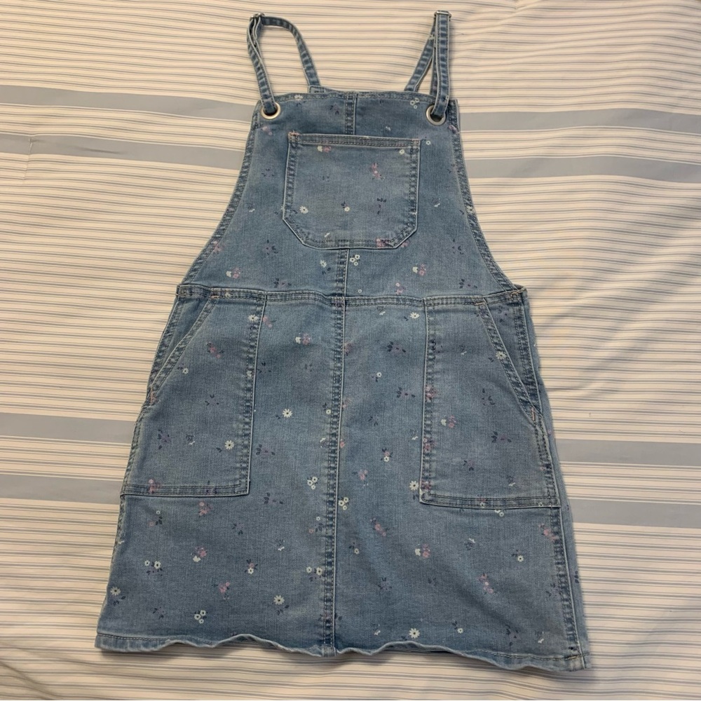 COPY - CAT & JACK Girls Jumper Pinafore Denim Floral Blue Size M 7/8
